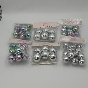 Bullseye Disco Ball Christmas Ornaments 12 Count w 72” Banner Lot of 6‎ NEW